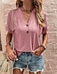 economico Top da donna Basic-Camicia Blusa Per donna Nero Rosa Blu marino Tinta unica Pulsante Strada Giornaliero Di tendenza A V S