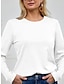 baratos Tops básicos de mulher-Camisa Social Camiseta Blusa Mulheres Preto Branco Rosa Tecido Básico Rua Diário Básico Moderno Decote Redondo Normal S