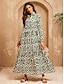 cheap Print Casual Dress-Geometric Print Maxi Dress Resort Wear