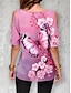 cheap Women&#039;s T-shirts-Women&#039;s T shirt Tee Floral Butterfly Cut Out Print Daily Weekend Fashion Short Sleeve Crew Neck Pink Summer