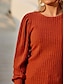 cheap Basic Women&#039;s Tops-Blouse Women&#039;s Black Pink Orange Solid / Plain Color Puff Sleeve Home Daily Fashion Round Neck Regular Fit S