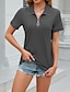 Недорогие Базовые плечевые изделия для женщин-Рубашка Блуза Жен. Черный Белый Синий Сплошной цвет Четверть молния Для улицы Повседневные Мода V-образный вырез S