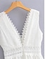 economico abiti semplici-Per donna Vestito bianco Mini abito Cotone con manica Appuntamento Da mare Streetwear Linea A A V Senza maniche Bianco Colore