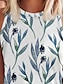 cheap Tank Tops &amp; Camis-Women&#039;s Tank Top Floral Leaf Print Casual Holiday Fashion Sleeveless Crew Neck Blue Summer