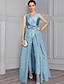 cheap Mother of the Bride Pantsuits-Jumpsuit / Pantsuit 3 Piece Mother of the Bride Dress Formal Wedding Guest Elegant Sparkle &amp; Shine Scoop Neck Ankle Length Satin 3/4 Length Sleeve with Bow(s) 2024