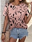 voordelige Dames T-shirts-Dames T-shirt graffiti Afdrukken Dagelijks Weekend Modieus Korte mouw Strakke ronde hals Blozend Roze Zomer