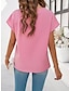 preiswerte Basic-Damenoberteile-Hemd Spitzenhemd Bluse Damen Schwarz Rosa Armeegrün Feste Farbe Spitze Strasse Täglich Modisch V Ausschnitt S