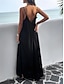 זול שמלות פשוטות-בגדי ריקוד נשים שמלת קז&#039;ואל שמלה ארוכה שמלת מקסי גב חשוף כיס פגישה (דייט) סגנון רחוב מקסי כתפיה ללא שרוולים שחור אודם פול צבע