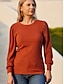 preiswerte Basic-Damenoberteile-Bluse Damen Schwarz Rosa Orange Solide / einfarbig Puffärmel Heim Täglich Modisch Rundhalsausschnitt Regular Fit S