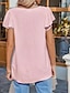 baratos Tops básicos de mulher-Camisa Social Blusa Mulheres Preto Branco Rosa Côr Sólida Frufru Rua Diário Moda Decote V S