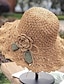 cheap Women&#039;s Hats-1pcs Trendy Flower Crochet Straw Hat Elegant Solid Color Ruffle Sun Hats Classic Foldable Summer Travel Beach Hats For Women Girls