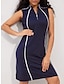 abordables Colección de diseñador-Mujer vestido de golf ropa de golf Azul marinero Negro Sin Mangas Protección Solar Ligero Vestidos Traje de tenis Retazos Ropa de golf para damas Ropa Trajes Ropa Ropa