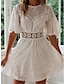 cheap Plain Dresses-Women&#039;s Casual Dress Mini Dress Backless Eyelet Date Streetwear Basic Crew Neck Short Sleeve White Color