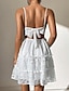 Недорогие простые платья-Жен. Белое платье Мини-платье Кружева с рукавом Для вечеринок Элегантный стиль V-образный вырез Без рукавов Белый Цвет