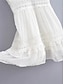 رخيصةأون فساتين عادية-نسائي فستان أبيض فستان قصير قطن مع كم مواعدة عطلة أناقة الشارع A خط V رقبة بدون كم أبيض اللون