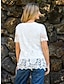 halpa Naisten perusyläosat-Naisten T-paita Tavallinen Pitsi Kausaliteetti Vintage Muoti Klassinen Lyhythihainen V kaula-aukko Musta Kesä Kevät