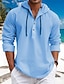 cheap Cotton Linen Shirt-Men&#039;s Shirt Linen Shirt Summer Shirt Beach Shirt White Blue Brown Long Sleeve Plain Hooded Spring &amp; Summer Casual Daily Clothing Apparel