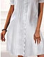 voordelige effen jurken-Dames Witte jurk Mini-jurk Kant Afspraakje Streetwear V-hals Korte mouw Wit Kleur