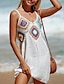 baratos vestidos lisos-Mulheres Vestido de verão Com Corte Crochê Roupa de Praia Férias Sem Manga Preto Branco Amarelo Cor