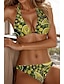 olcso Bikiniszettek-Női Szabályos Fürdőruha Bikini Fürdőruha 2 db Nyomtatás Virágos Szabadság Strandruházat Fürdőruhák