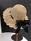 abordables Sombreros de mujer-Sombrero de paja elegante, sombreros de sol transpirables con volantes a la moda, color sólido, sombreros de vacaciones para viajes al aire libre para mujeres y niñas
