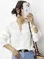 Недорогие Базовые плечевые изделия для женщин-Рубашка Блуза Ушко сверху Жен. Белый Сплошной цвет Кружева Для улицы Повседневные Мода V-образный вырез S