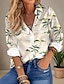 preiswerte Blusen und Hemden für Damen-Hawaiihemd Damen Hemd Bluse Baum Casual Festtage Strand Taste Bedruckt Weiß Langarm Modisch Hawaiianisch Hemdkragen Frühling &amp; Herbst