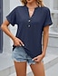 ieftine Bluze simple pentru femei-Cămașă Bluză Varful ochiului Pentru femei Negru Alb Roz Îmbujorat Culoare solidă Buton Stradă Zilnic Modă În V S