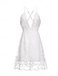 Недорогие простые платья-Жен. Белое платье Мини-платье с рукавом Свидание Отпуск Пляж Богемия На бретелях Без рукавов Белый Цвет