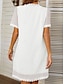 economico abiti semplici-Per donna Vestito bianco Mini abito Chiffon Pizzo Collage Appuntamento Streetwear A V Manica corta Nero Bianco Rosa Colore