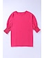 baratos Tops básicos de mulher-Camisa Social Blusa Mulheres Preto Branco Rosa Côr Sólida Solto Rua Diário Moda Decote Redondo S