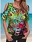 baratos T-Shirts de mulher-Mulheres Camiseta Leopardo Diário Final de semana Com Corte Imprimir Azul Manga Curta Moda Gola Redonda Verão