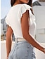 cheap Basic Women&#039;s Tops-T shirt Tee Women&#039;s Black White Green Solid Color Ruffle Street Daily Fashion V Neck S