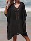 levne obyčejné šaty-Dámské Letní šaty Vystřižený Oblečení na pláž Dovolená Bez rukávů Černá Bílá Vodní modrá Barva