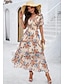 ieftine Rochii florale elegante-rochie teacă de damă rochie din șifon rochie de soare floral grafic cu talie elastică imprimeu decolteu în v umăr rece rochie lungă rochie maxi elegantă petrecere tropicală întâlnire cu mânecă scurtă
