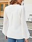 billige Basistopper for damer-Skjorte Bluse Dame Hvit Helfarge Netting Gate Daglig Mote V-hals S