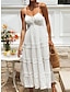 Χαμηλού Κόστους απλά φορέματα-Γυναικεία Λευκό φόρεμα Μακρύ Φόρεμα Μάξι Φόρεμα Εξώπλατο με μανίκι Ημερομηνία Διακοπές Παραλία Γραμμή Α Τιράντες Αμάνικο Λευκό Χρώμα