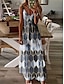 cheap Print Dresses-Women&#039;s Casual Dress Geometric Color Block Print Strap Long Dress Maxi Dress Bohemia Vacation Sleeveless Summer