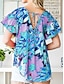 ieftine Bluze &amp; Cămăși Damă-Pentru femei Cămașă Bluză Grafic Casual Imprimeu Roșu-aprins Manșon scurt Modă În V Vară