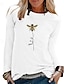 economico T-Shirt da donna-Per donna maglietta Nero Bianco Giallo Floreale Manica lunga Informale Giornaliero Essenziale Rotonda Standard S