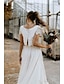 billiga Brudklänningar-Liten vit klänning Bröllopsklänningar Tvådelad Båthals Remmar Asymmetrisk Spets Bruddräkter Brudklänningar Med Enfärgat 2024