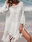 זול שמלות פשוטות-בגדי ריקוד נשים שמלת קיץ ניטים לגזור בגדי חוף חג שרוול ארוך שחור לבן פול צבע
