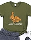 halpa Naisten T-paidat-Naisten T-paita Puuvilla Eläin Leopardi Kirjain Painettu Viikonloppu Muoti Lyhythihainen Pyöreä kaula-aukko Keltainen Kesä