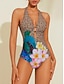 voordelige designer badmode-Driehoek bikinizwempak met bloemenluipaardring