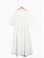 cheap Plain Dresses-Women&#039;s Cotton Linen Dress Sundress White Floral Midi Dress V-Neck Elegant Empire Waist Short Sleeve Ruched Pocket Summer Spring 2024 White Blue Green