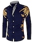 billige Skjorter til mænd-Herre Jakkesætsskjorter Button Up skjorte Skjorte med krave Sort Vin Navyblå Langærmet Grafisk Krave Sommer Forår Bryllup Gade Tøj