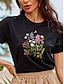 preiswerte T-Shirts für Damen-Damen Sommertops Bluse Bestickt Schwarz Kurzarm Rundhalsausschnitt Sommer Frühling