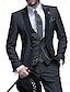 levne Obleky-vínové šedé pánské plesové obleky svatební obleky jednobarevné 3dílné denní business plus velikost jednořadé dvouknoflíčkové 2024
