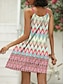 cheap Print Dresses-Women&#039;s Casual Dress Leaf Print Asymmetrical Midi Bohemia Vacation Sleeveless Summer
