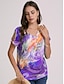 olcso Női pólók-Női Póló Henley ing Grafika Napi Hétvége Gomb Kivágott Nyomtatott Medence Rövid ujjú Alap Neon és fényes V-alakú